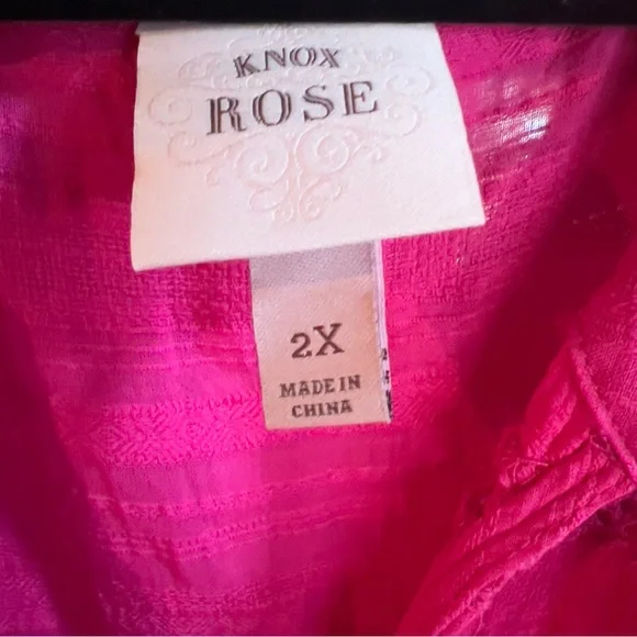 Knox Rose Hot Pink Ruffle Sleeve Tiered Dress | Size 2X - Picture 6 of 6